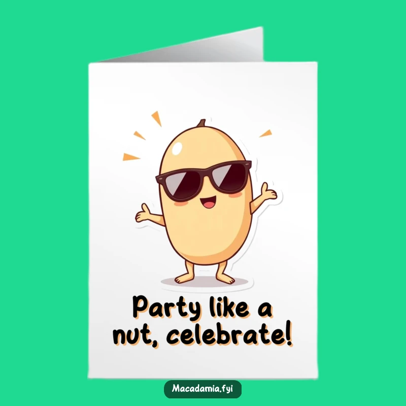 Free Printable Birthday Card: Funny Kawaii Nut Dancing in Sunglasses