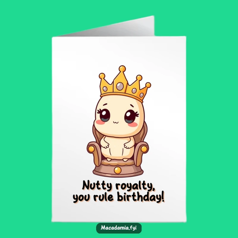 Free Printable Birthday Card: Proud Macadamia Nut King Crowned for Fun Birthday