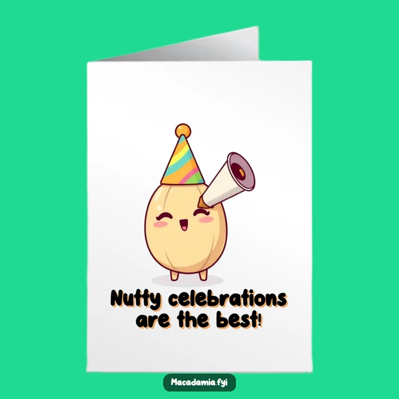 Funny Free Printable Birthday Card: Macadamia Nut Party Horn Fun, Downloadable Greeting