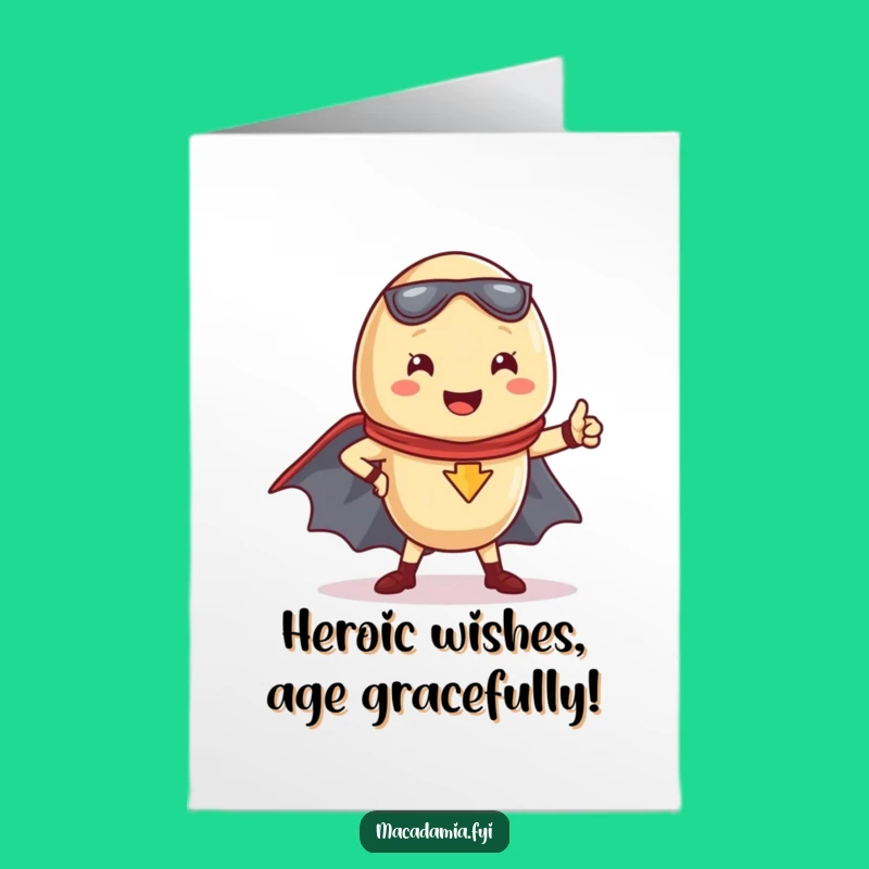 Free Printable Kawaii Nut Superhero Birthday Card: Funny Downloadable Heroic Gift!