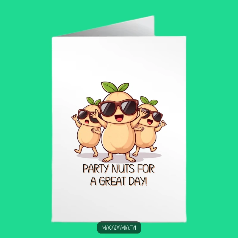 Free Printable Nutty Birthday Bash Card: Cool Macadamia Crew Downloadable Gift