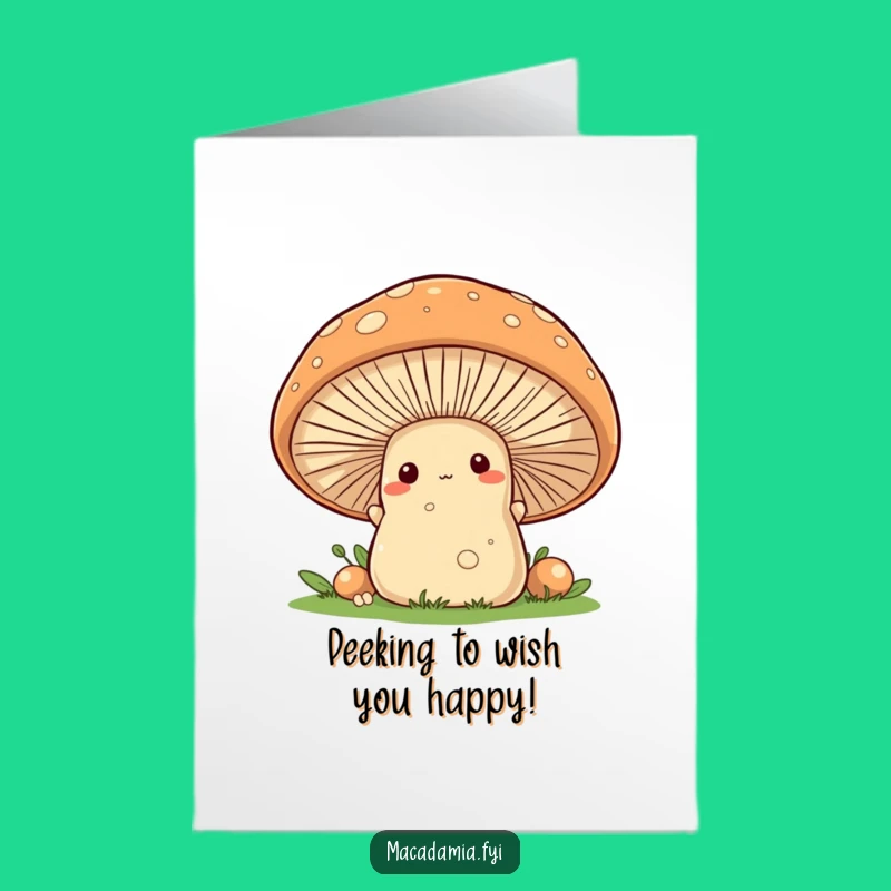 Whimsical Free Printable Birthday Card: Peeking Nut & Mushroom Downloadable Gift