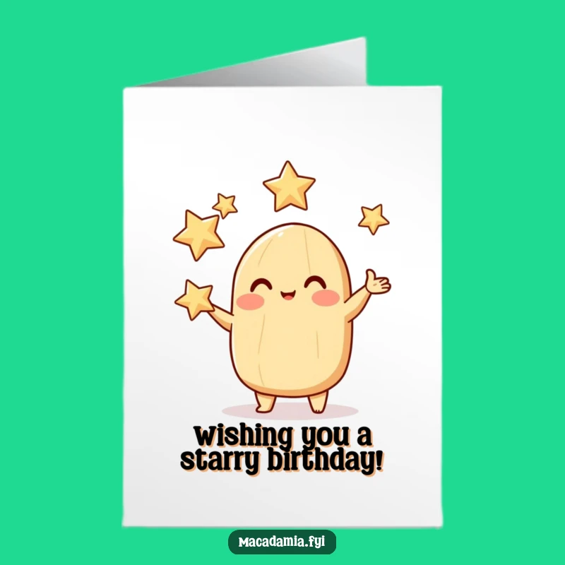 Free Printable Birthday Card: Star Juggling Macadamia Nut Funny Gift