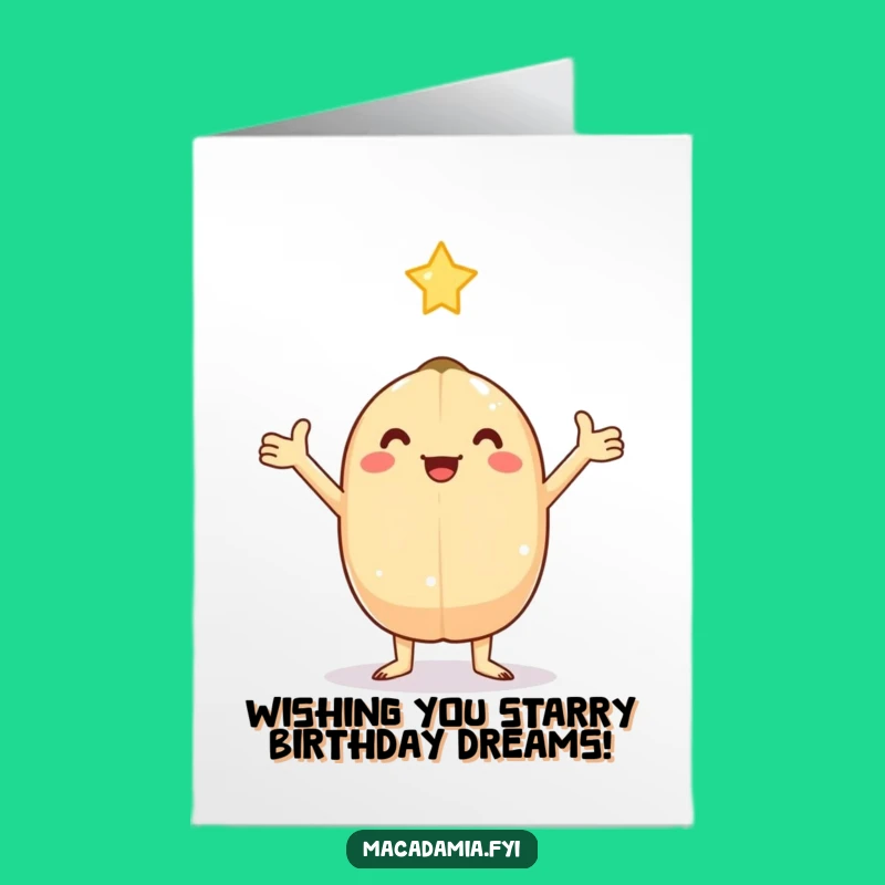 Free Printable Birthday Card: Funny Kawaii Nut Catches Star