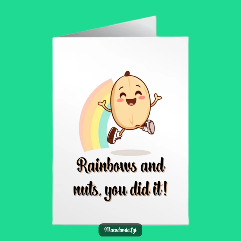Free Printable Congrats Card: Macadamia Nut Rainbow Jog - Cheerful Downloadable