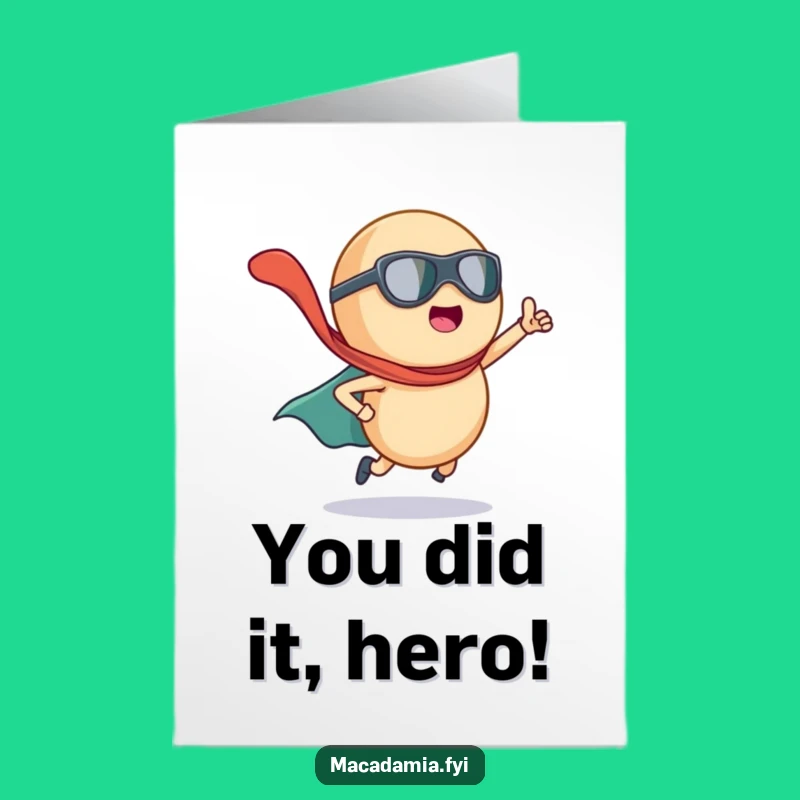 Free Printable Congrats Card: Superhero Nut's Triumphant Arrival for Your Win!