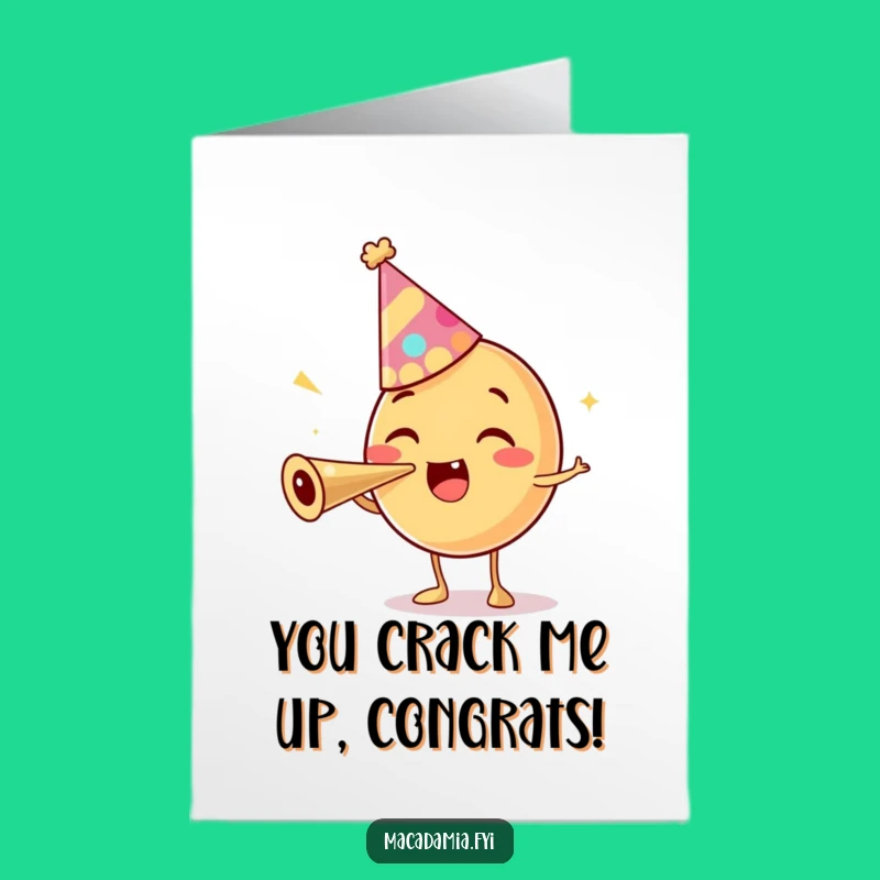 Free Printable Nutty Congrats Card: Macadamia Party Horn Downloadable Gift