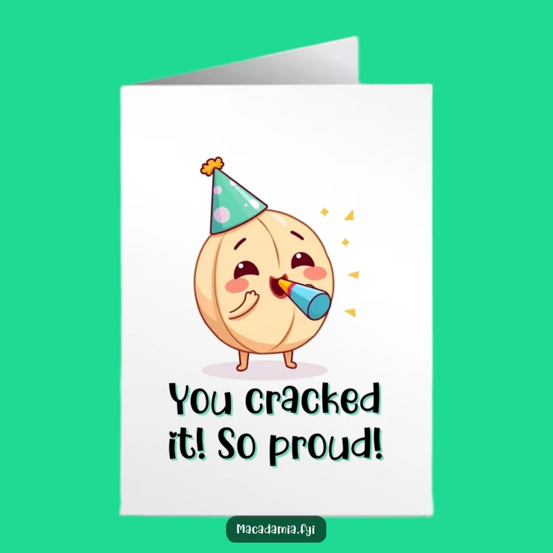 Free Printable Congrats Card: Cheerful Macadamia Nut Party Blowout for Any Achievement
