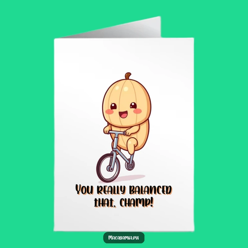 Free Printable Congratulations Card: Kawaii Nut's Unicycle Triumph