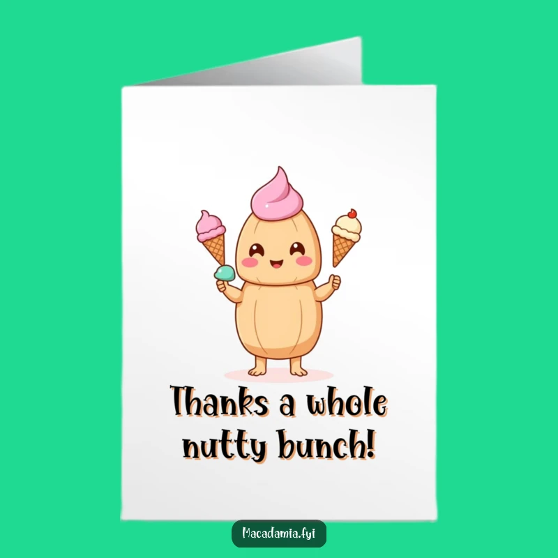 Free Printable Thank You Card: Kawaii Nut Juggling Ice Cream Gratitude
