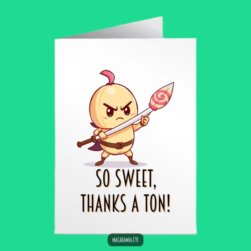 Free Printable Thank You Card: Brave Macadamia Nut Lollipop Sword Funny Gift