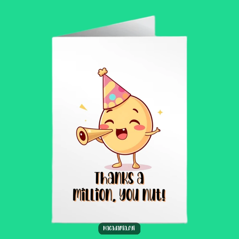 Free Printable Nutty Thank You Card: Macadamia Party Horn Downloadable Gift