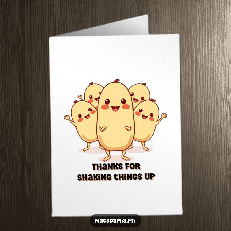 Funny Free Printable Thank You Card: A group of happy macadamia nuts dance with abandon.