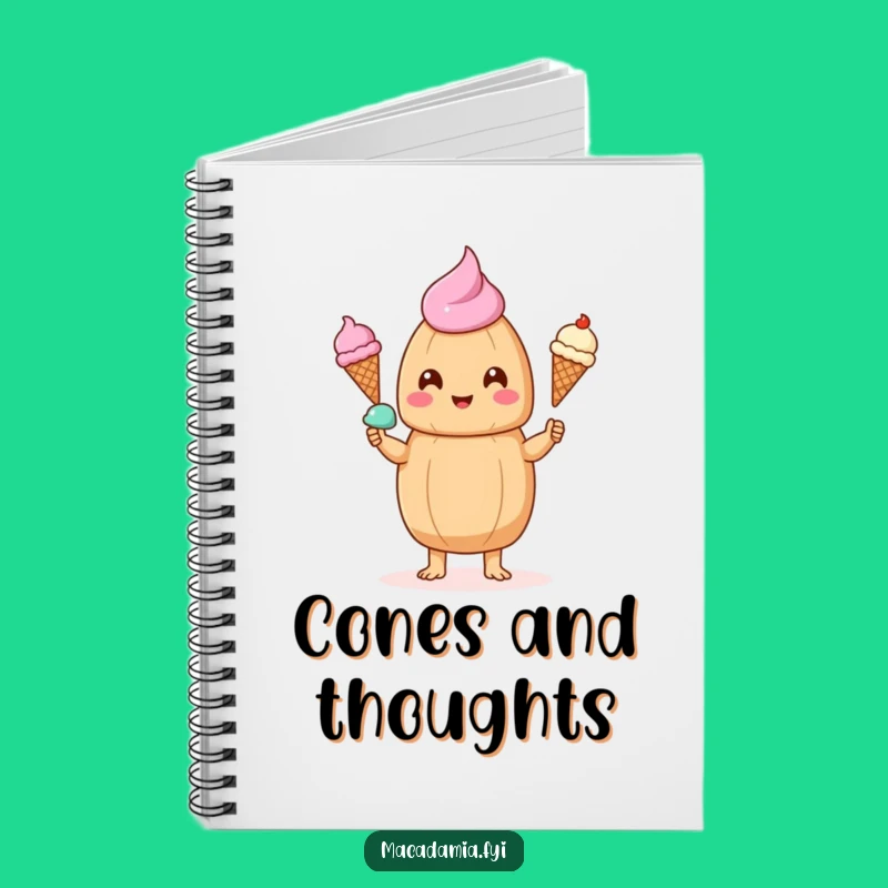 Funny Kawaii Macadamia Nut Ice Cream Juggling Notebook - Jot Down Laughs Gift