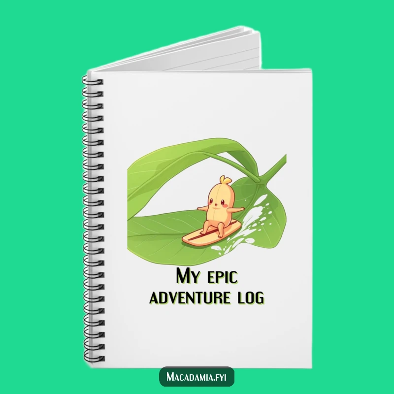 Funny Macadamia Nut Surfing Notebook: Leaf Rider Journal for Ideas