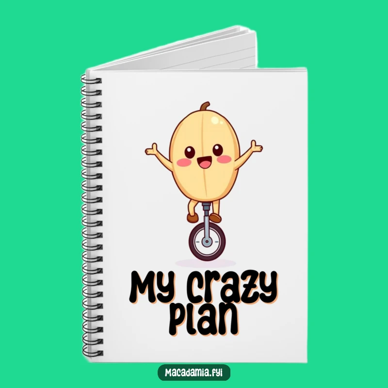 Funny Unicycling Nut Notebook: Jot Down Adventures with a Balancing Macadamia Nut, Gift