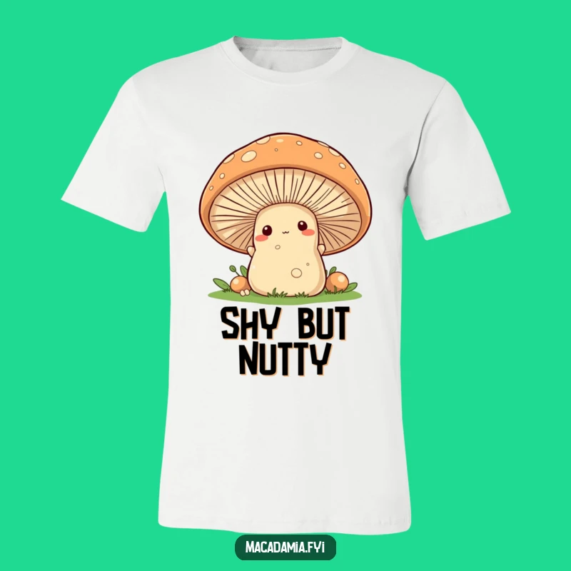 Funny Macadamia Nut Mushroom Peek T-Shirt - Playful Nutty Apparel Gift