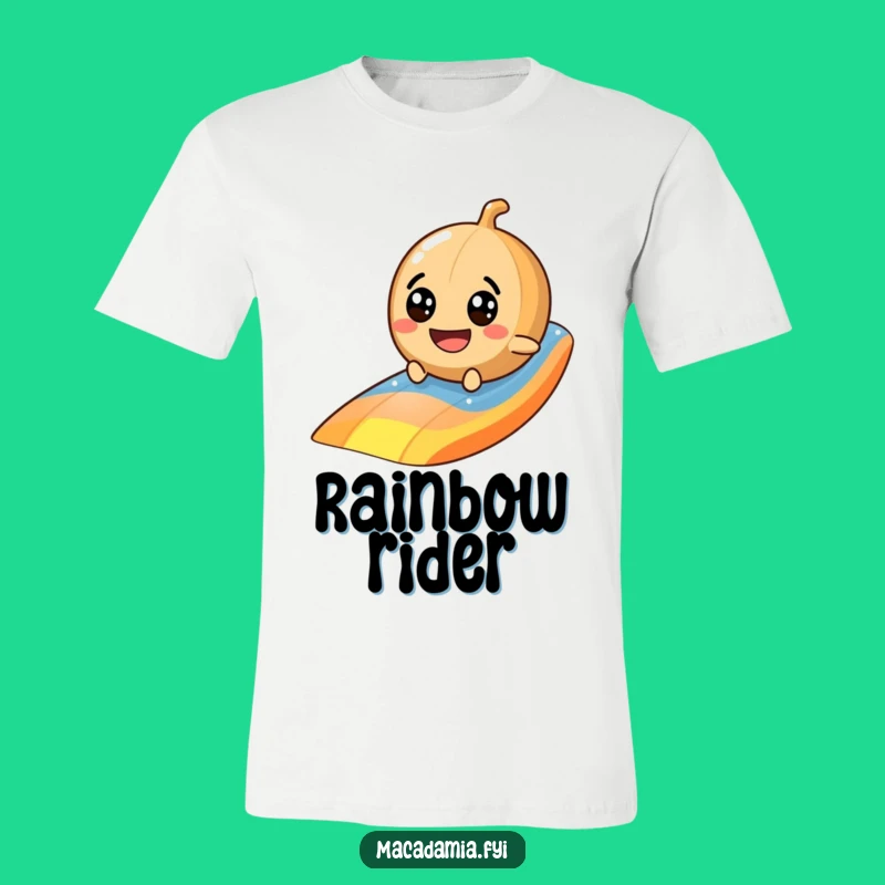 Funny Macadamia Nut Rainbow Slide T-Shirt - Googly Eye Nut Comedy Tee