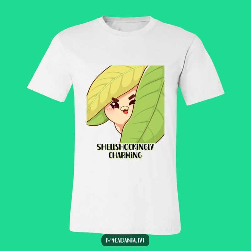 Funny Macadamia Nut Wink Tee: Mischievous Nut's Peekaboo Style, Ideal Funny Gift