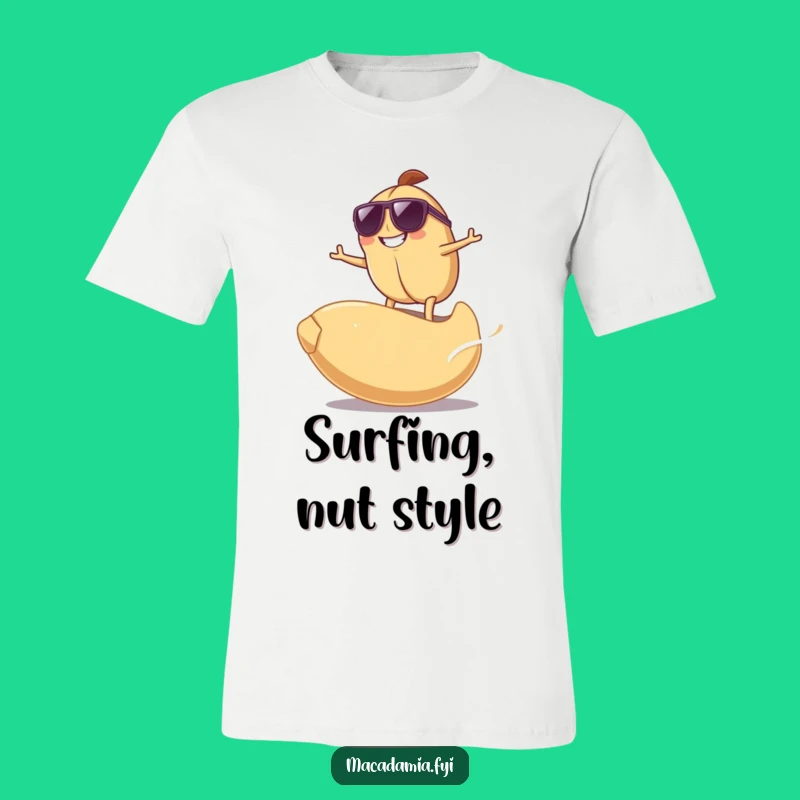 Funny Surfing Nut T-Shirt - Cool Macadamia & Cashew Action!