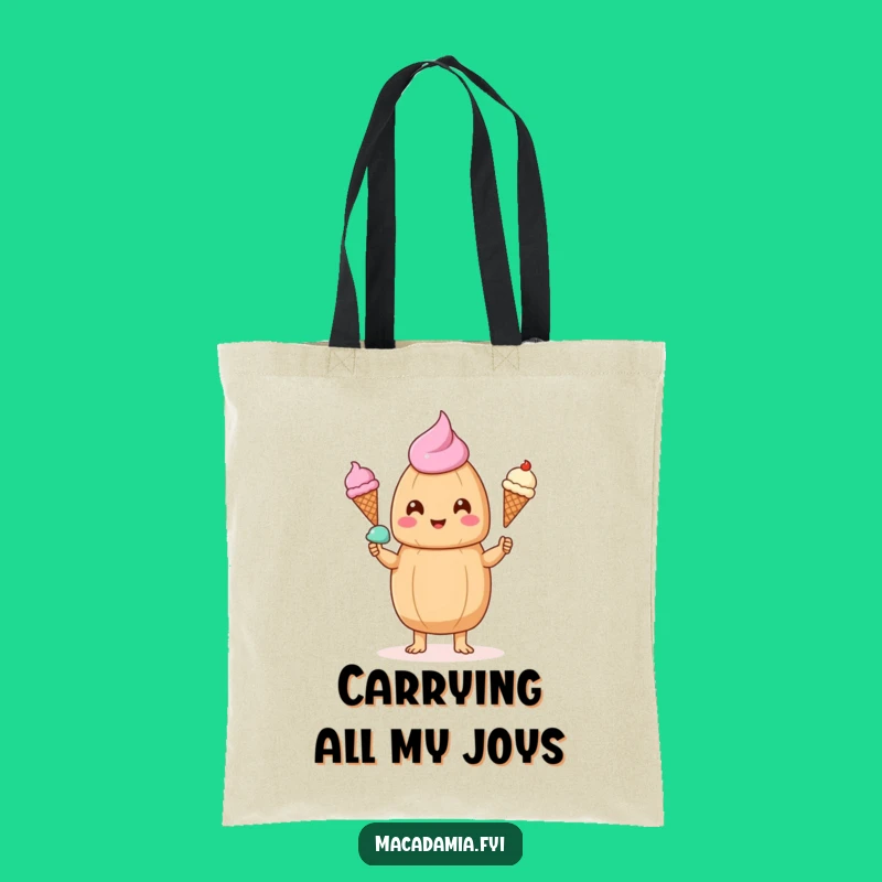 Funny Kawaii Macadamia Nut Juggling Ice Cream Tote Bag - Chic & Hilarious Accessory