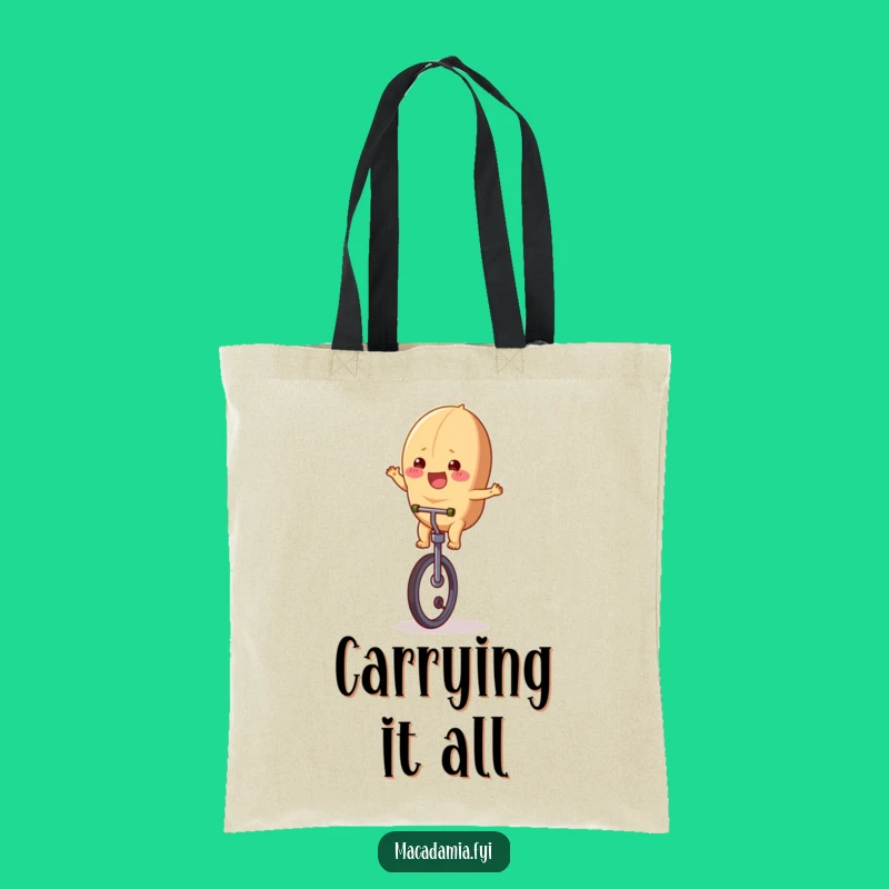 Funny Macadamia Nut Unicycle Tote Bag - Durable & Humorous Nutty Accessory for Everyday