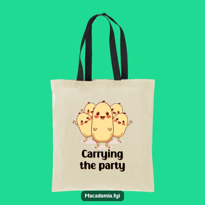 Funny Macadamia Nuts Boogie Tote Bag: Carry Your Essentials with Dance Party Style.