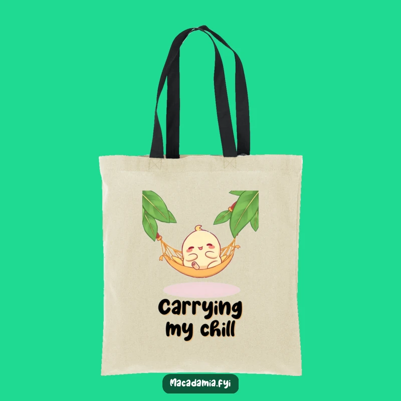 Funny Macadamia Nut Hammock Tote Bag: Carry Your Chill with a Blissful Lounging Nut, Great Funny Gift