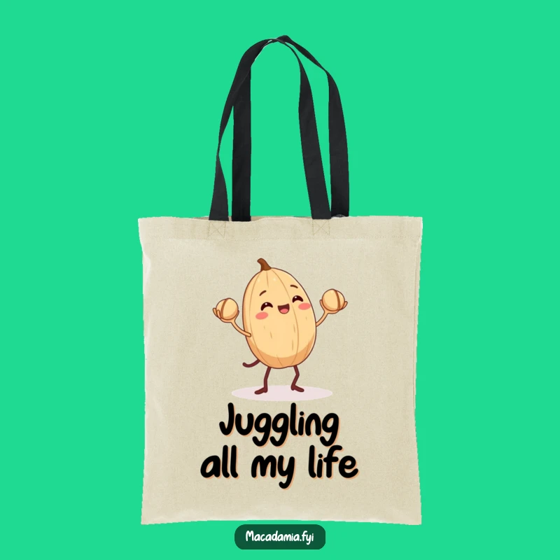 Funny Macadamia Nut Juggling Tote Bag: Carry Your Essentials with Nutty Humor.