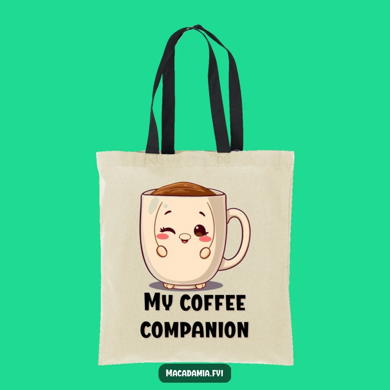 Funny Macadamia Nut Peeking Tote Bag: Carry Your Coffee Essentials with a Wink