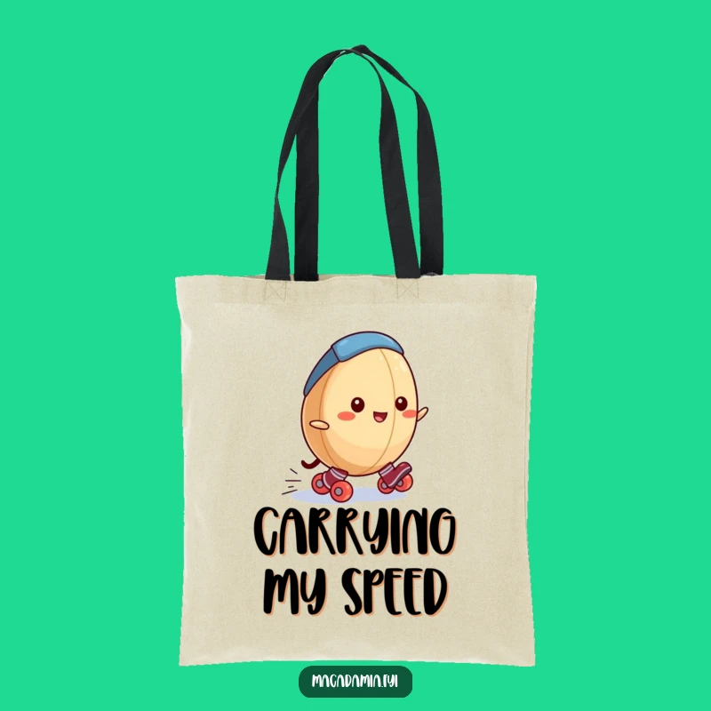 Funny Macadamia Nut Tote Bag: Roller Skating Nut, Stylish Carry-All for Snack Lovers Gift