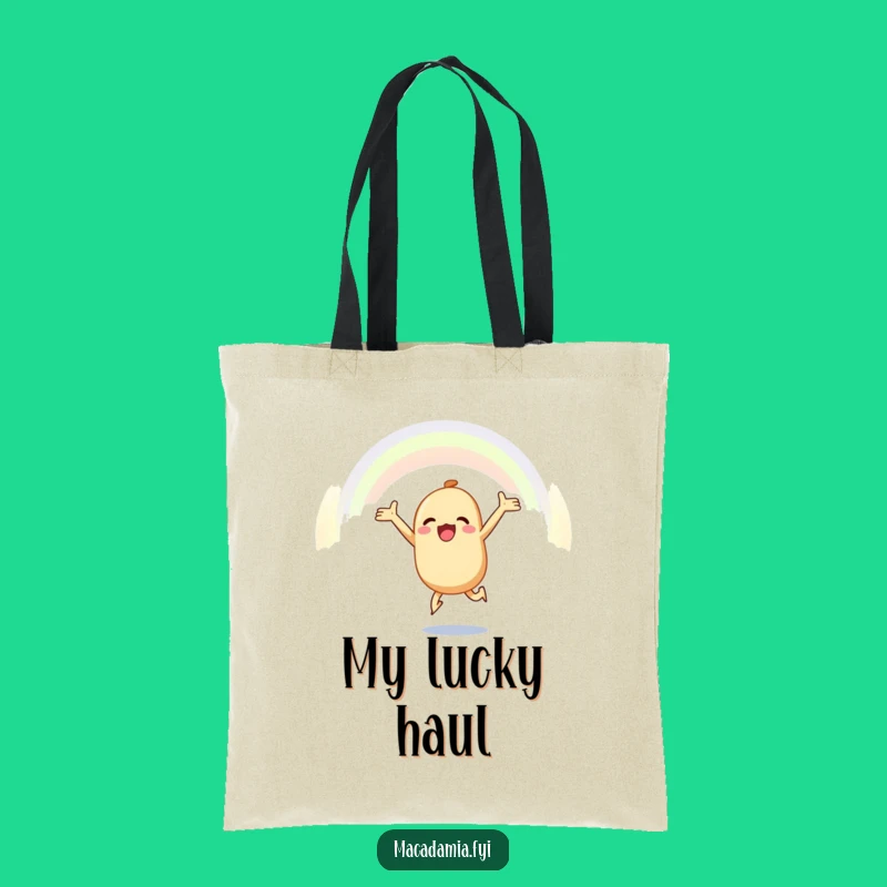 Funny Macadamia Nut Tote Bag: Joyful Rainbow Leap, Inspirational Carry-All for Dreamers Gift