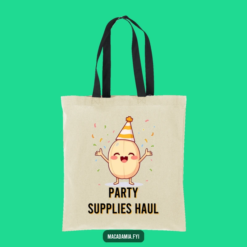 Funny Macadamia Nut Party Hat Confetti Tote Bag: Carry the Fun!